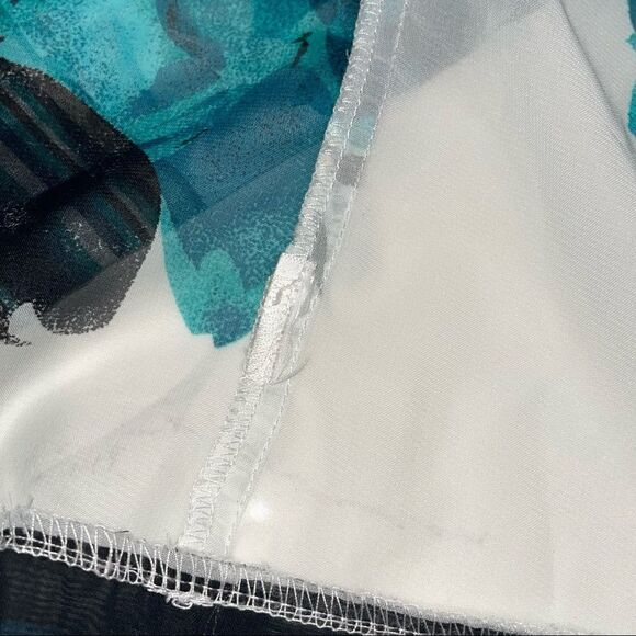 New Directions Sheer Teal, Black, Tan & Cream Floral Open Shawl - Size Small‎ - Picture 5 of 5